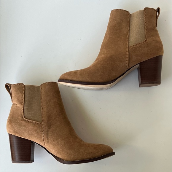 J.Crew Rory Tan Microsuede Heeled Ankle Boots Booties Size 6 - Picture 8 of 15